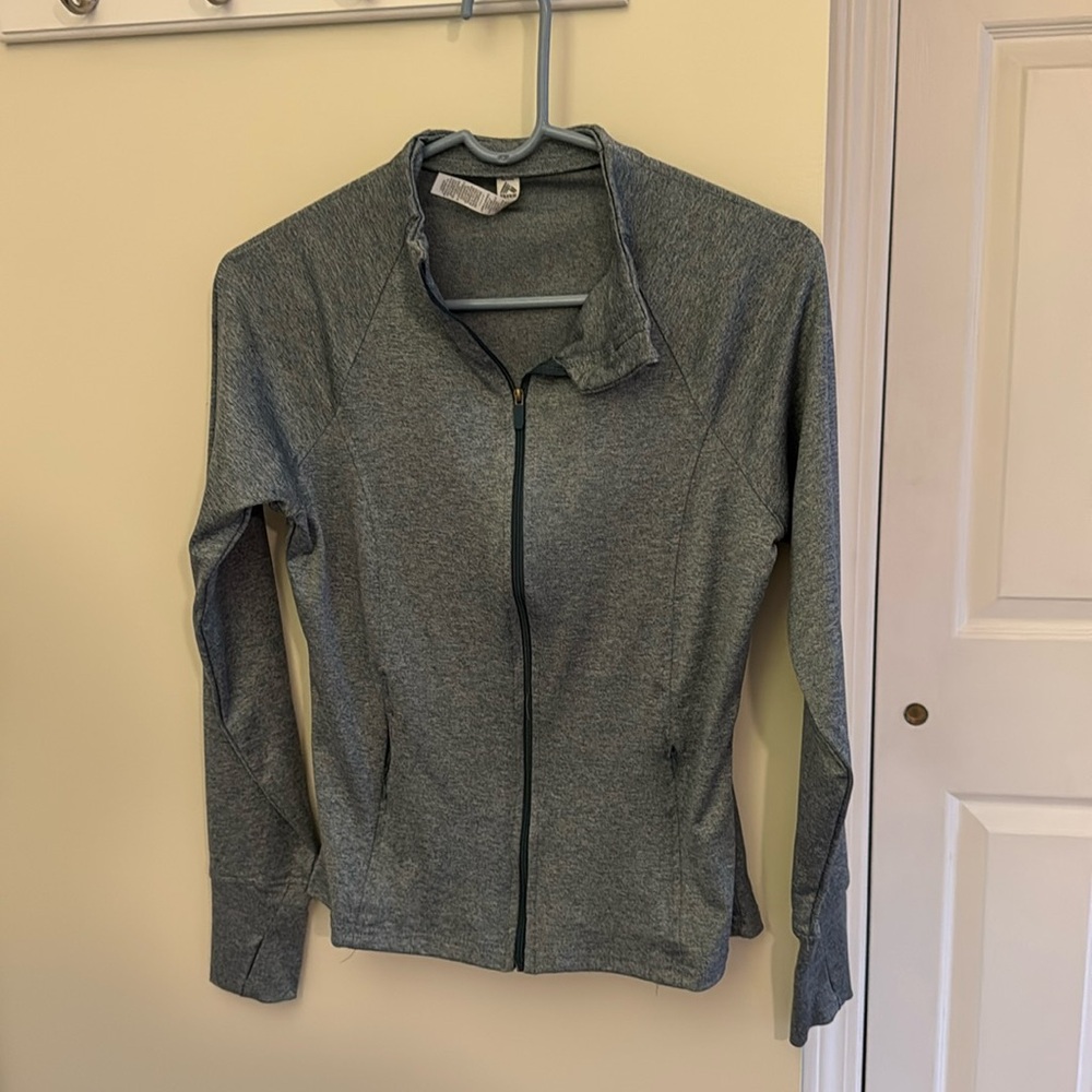 Dark blue washed zip up workout jacket